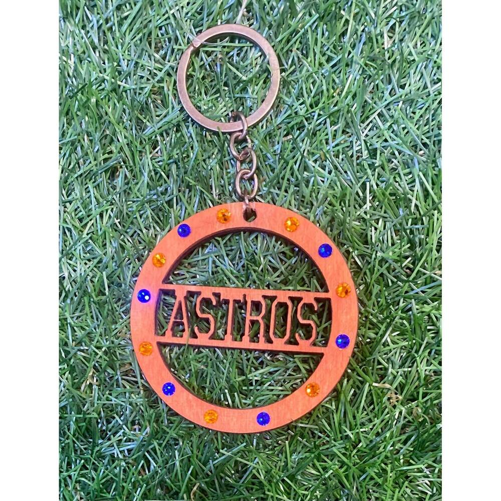 NEW SWEET GINGER astros rhinestone wooden keychain in multicolor